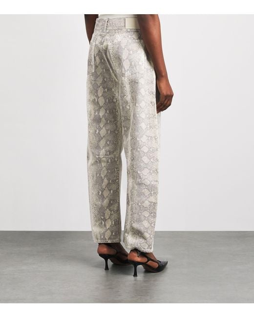 Citizens of Humanity Gray Snakeskin-Effect Miro Mid-Rise Relaxed Jeans