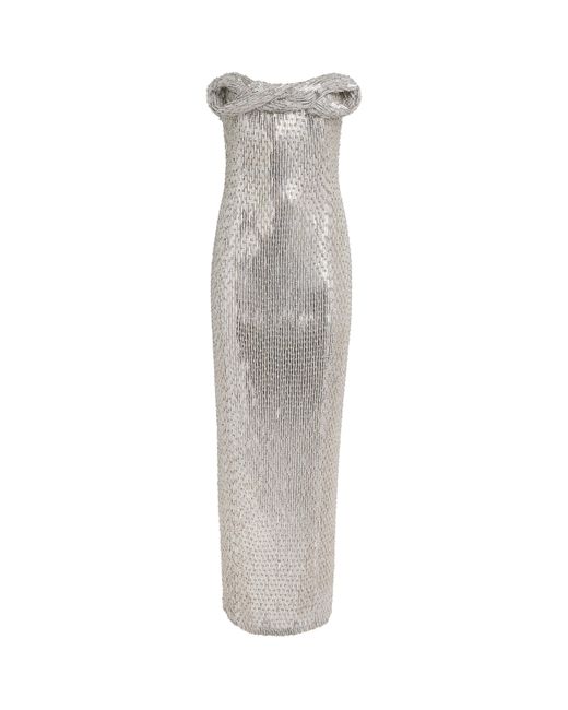 Rachel Gilbert Hand-Beaded Rosalie Column Gown in White | Lyst