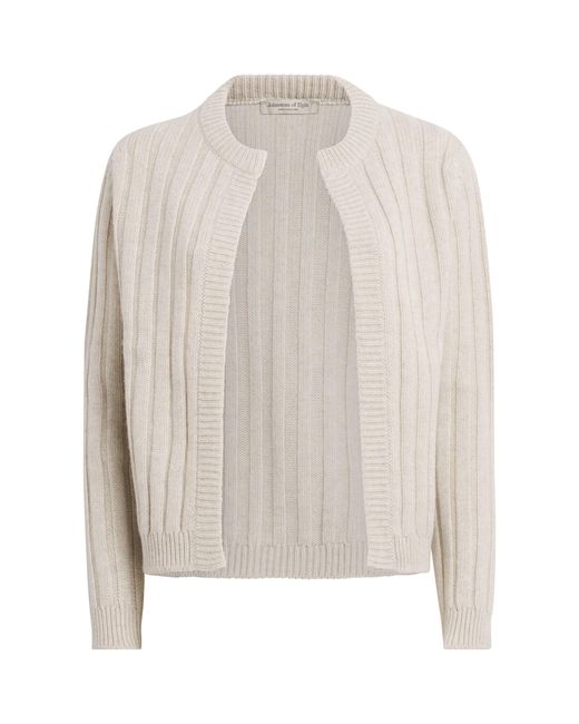 Johnstons White Cashmere Ribbed Lecht Cardigan
