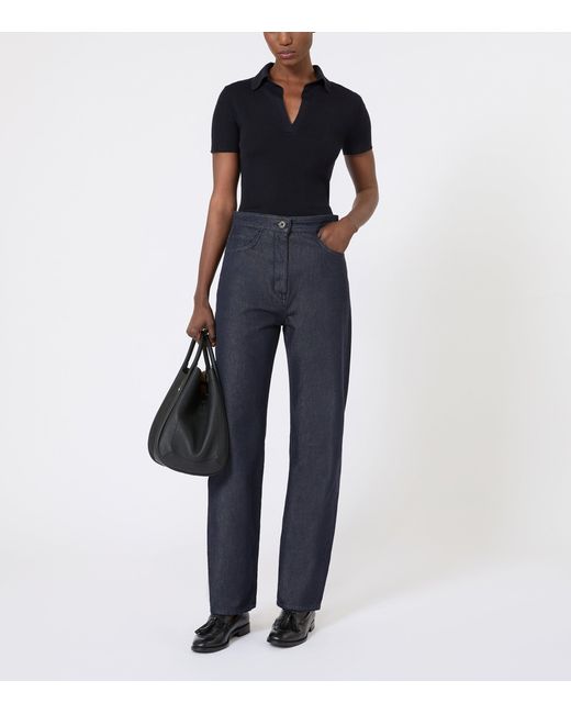 Max Mara Black Wool Rib Knit Top