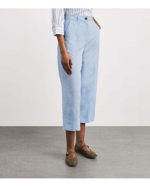 ME+EM Blue Straight Cropped Trousers