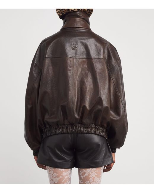 Magda Butrym Brown Leather Bomber Jacket