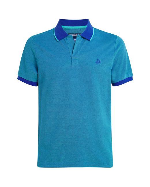 Vilebrequin Blue Organic Cotton Palatin Polo Shirt for men