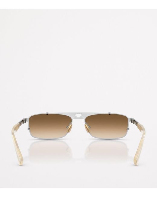 Brunello Cucinelli Natural Titanium Rectangular Paloma Sunglasses