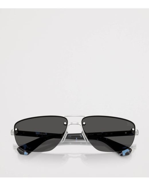 Burberry Gray Metal Irregular Sunglasses for men