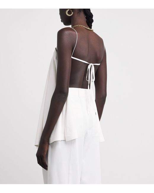 Jacquemus White Jersey Open Back Voile Top