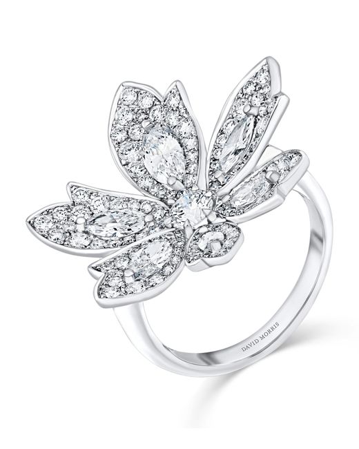 David Morris White And Diamond Palm Flower Ring