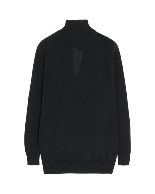 Valentino Blue Wool Tie-Neck Sweater