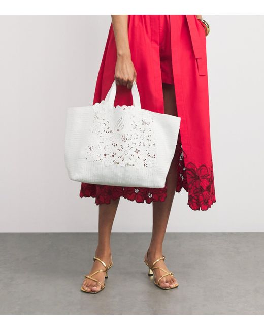 Sandro White Crochet Tote Bag