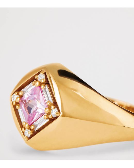 Suzanne Kalan Metallic Diamond And Sapphire Princess Signet Ring