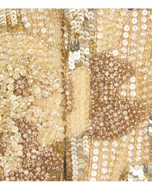 Rachel Gilbert Metallic Embellished Elyse Maxi Dress