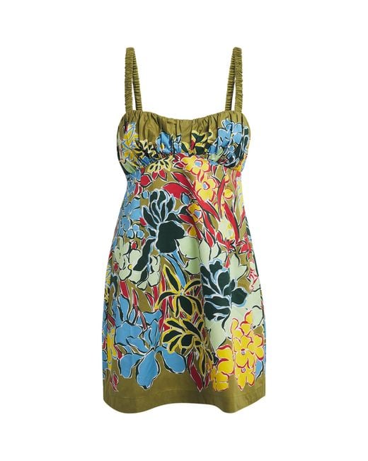 ALÉMAIS Green Cotton Floral Solstice Mini Dress