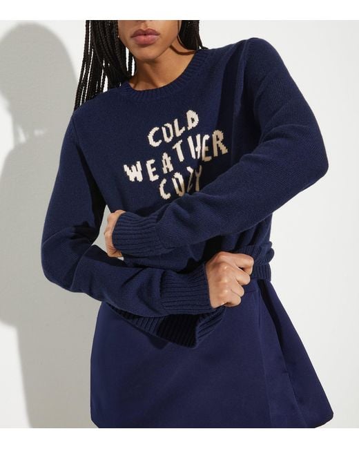 MAX&Co. Blue Wool-Cashmere Embroidered Sweater