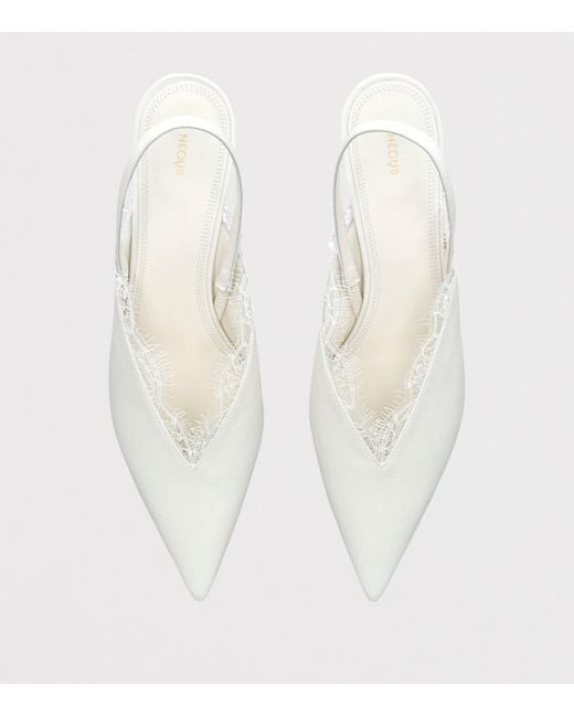 Neous White Crepe Lace-Trim Irena Slingback Pumps 40