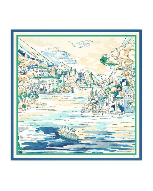 Weekend by Maxmara Green Silk Lake Print Scarf