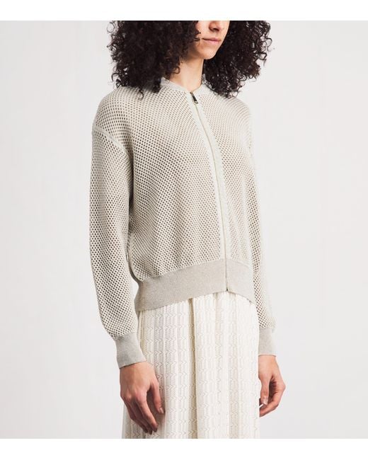 Fabiana Filippi White Sequinned Bomber Jacket