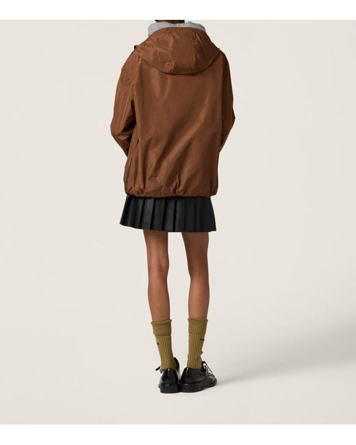 Miu Miu Brown Technical Fabric Hooded Jacket