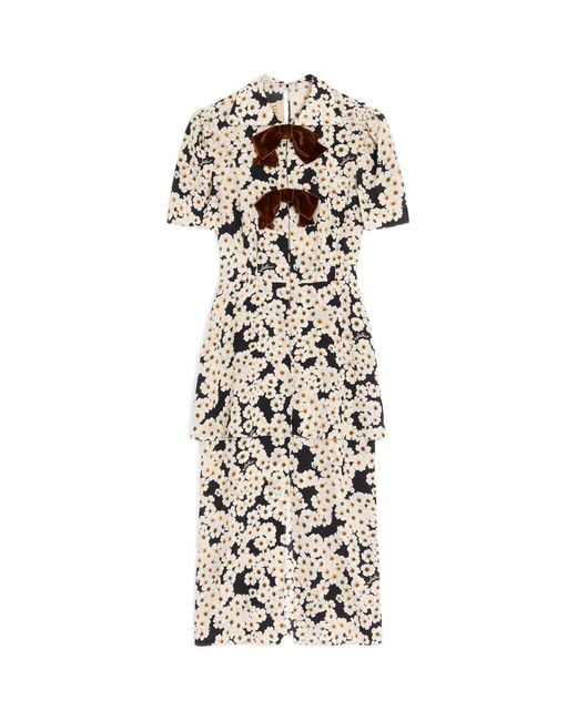 Valentino White Silk Floral Midi Dress