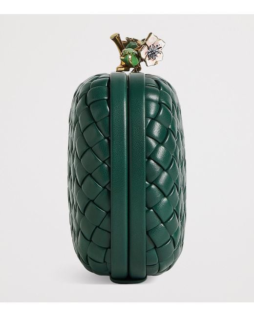Bottega Veneta Green Exclusive Lambskin Flower Minaudiere Clutch Bag