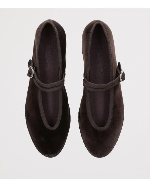 Flabelus Black Velvet Pierre Mary Jane Flats
