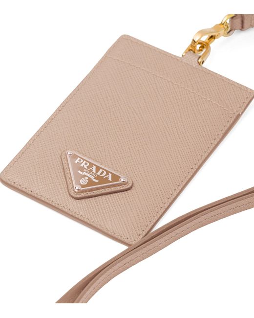 Prada White Saffiano Leather Badge Holder