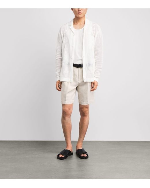 CHE White Cotton-Linen Marinos Chino Shorts for men