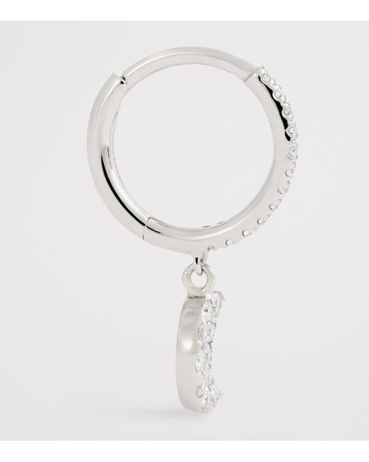 PERSÉE White And Diamond Crescent Moon Single Earring