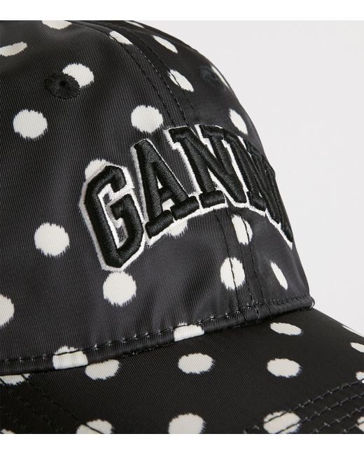 Ganni Black Embroidered Logo Baseball Cap
