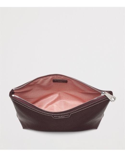Aspinal Purple Leather Hudson Toiletry Bag