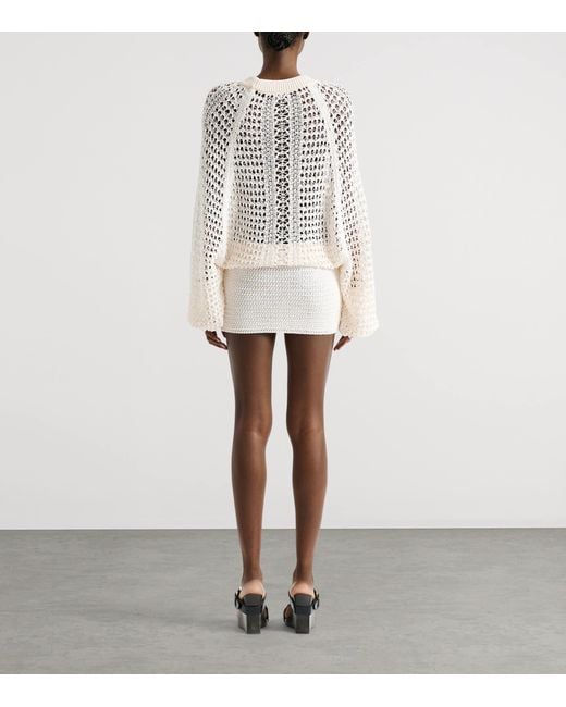 Balmain White Crochet Mini Dress