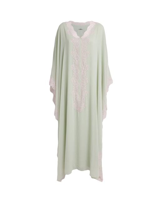Bocan Green Silk Chiffon Amara Kaftan Maxi Dress