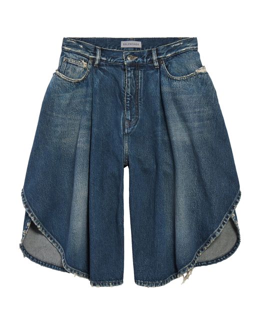 Balenciaga Blue Tulip Denim Shorts