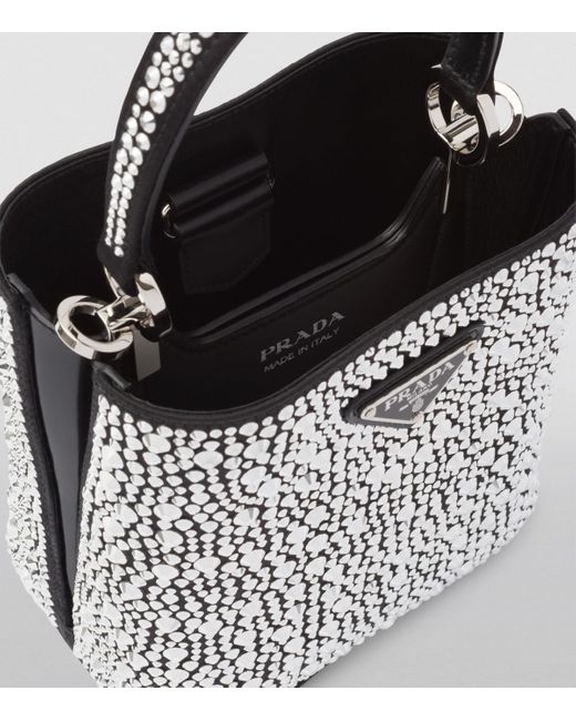 Prada Satin Embellished Panier Shoulder Bag in Black Lyst UK