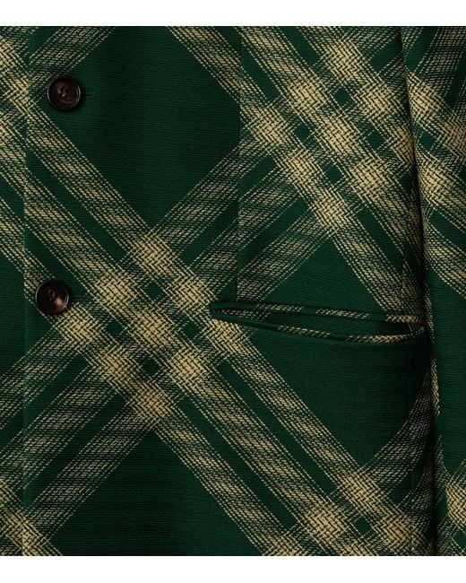 Burberry Green Wool Check Tailored Jacket for men