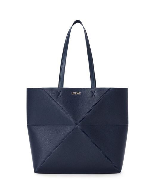 Loewe Blue Medium Leather Puzzle Fold Tote Bag