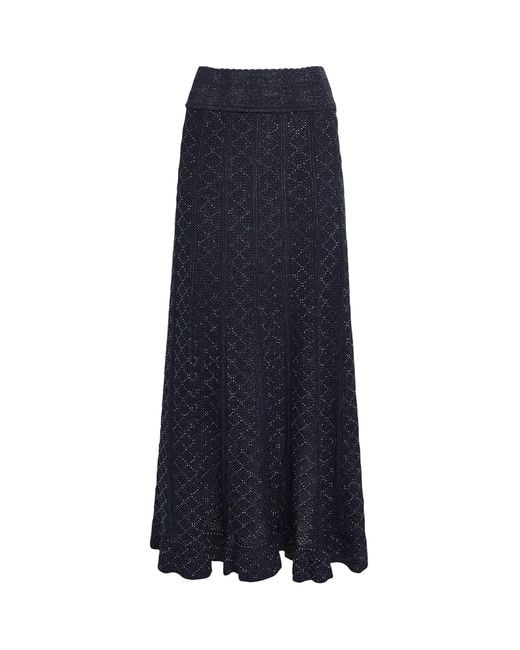 Sandro Blue Knitted Embellished Maxi Skirt