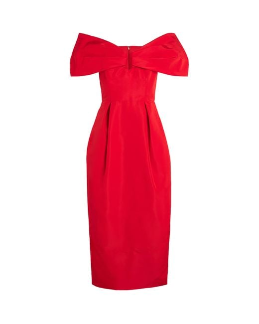 Carolina Herrera Red Off-Shoulder Column Dress