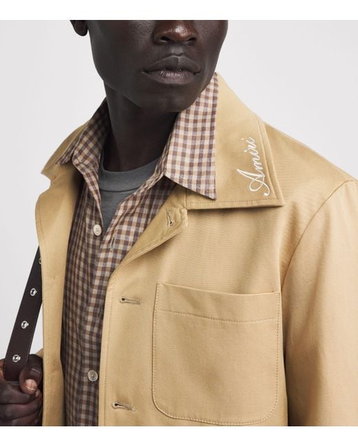 Amiri Natural Cotton Script Shacket for men