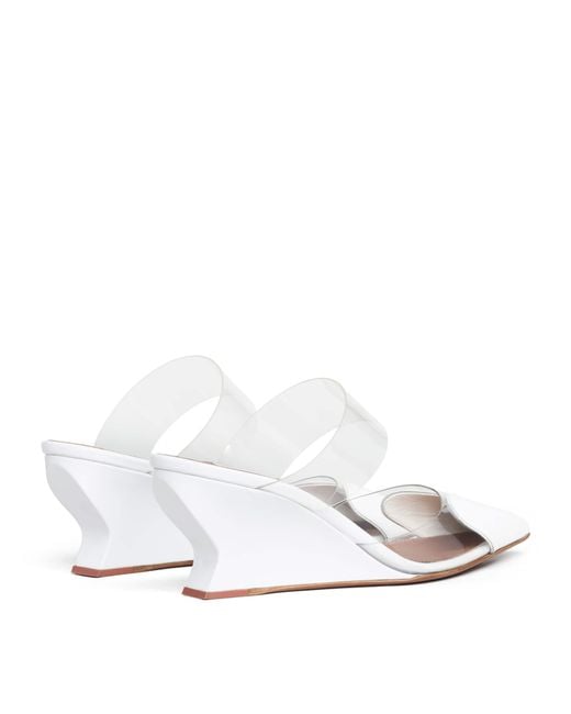 Alaïa White Leather-Pvc Le Coeur Wedge Mules 60