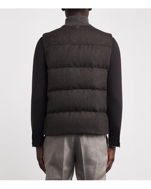 Agnona Gray Wool-Blend Padded Gilet for men