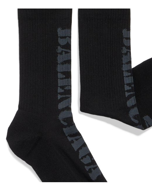 Balenciaga Black Cotton-blend Logo Socks for men