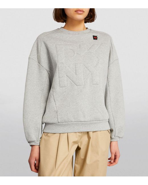 DKNY Gray Cotton Logo Sweatshirt
