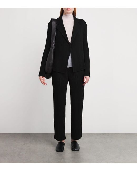 Issey Miyake Black Hatching Pleats Trousers