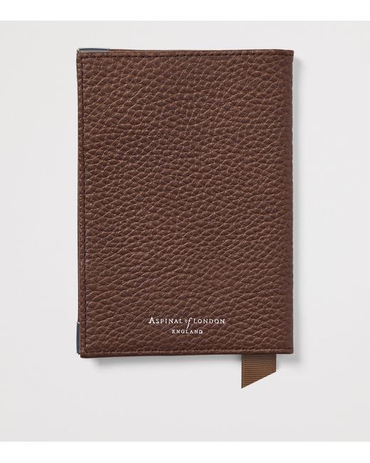 Aspinal Brown Leather Passport Cover for men