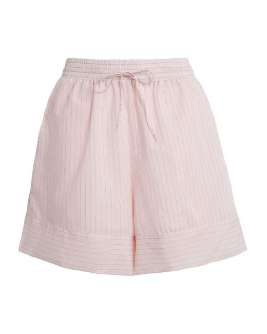 Claudie Pierlot Pink Cotton-Blend Pinstripe Shorts