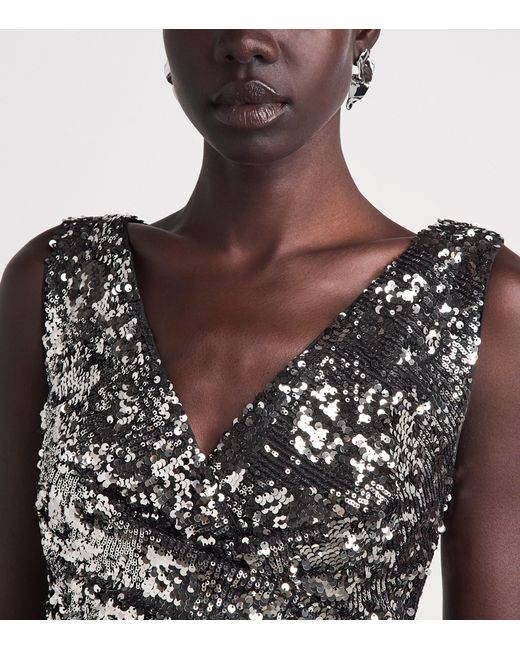Talbot Runhof Metallic Sequinned Column Gown