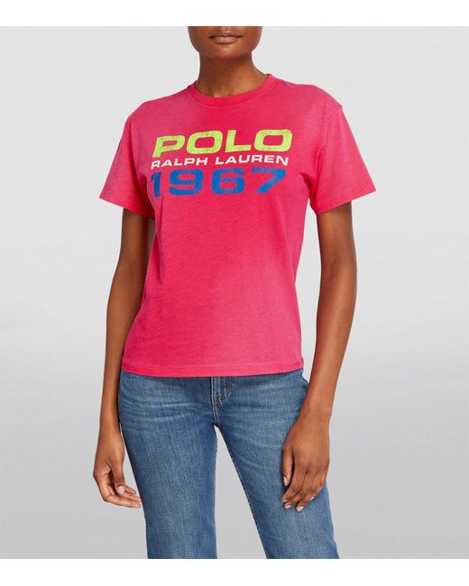 Polo Ralph Lauren Pink Cotton 1967 Logo T-shirt