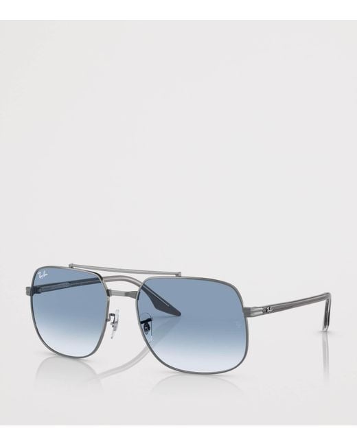 Ray-Ban Blue Metal Square Sunglasses