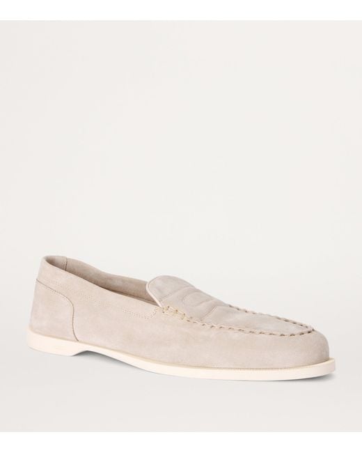 John Lobb Natural Suede Pace Loafers for men