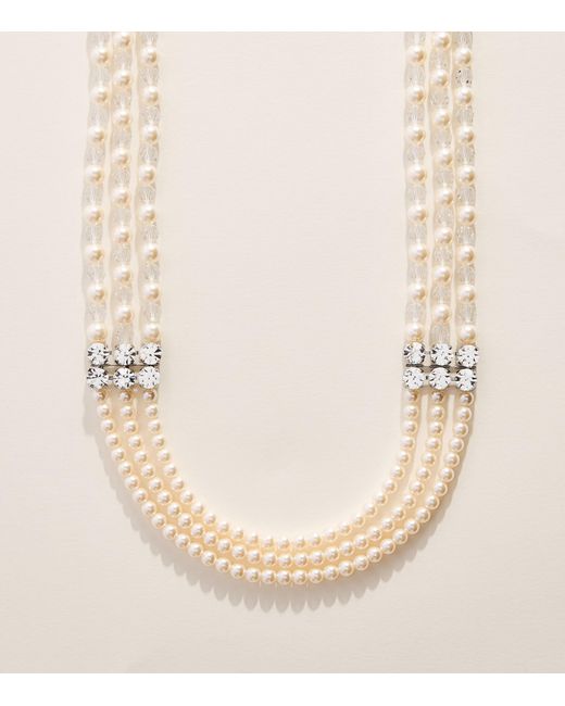 Alessandra Rich Natural Faux Pearl Layered Necklace